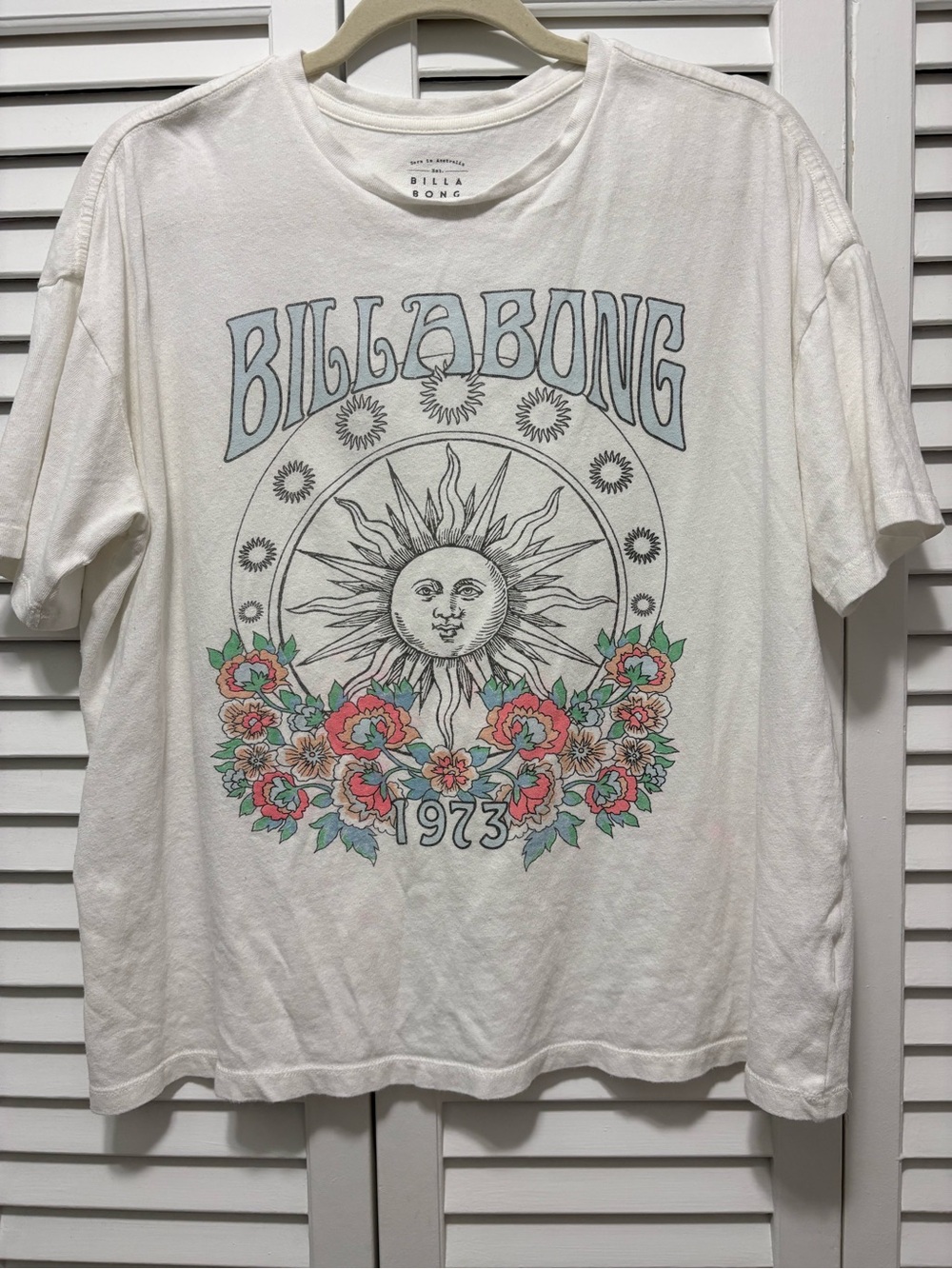 Billabong White Graphic Sun & Floral Short Sleeve Tee